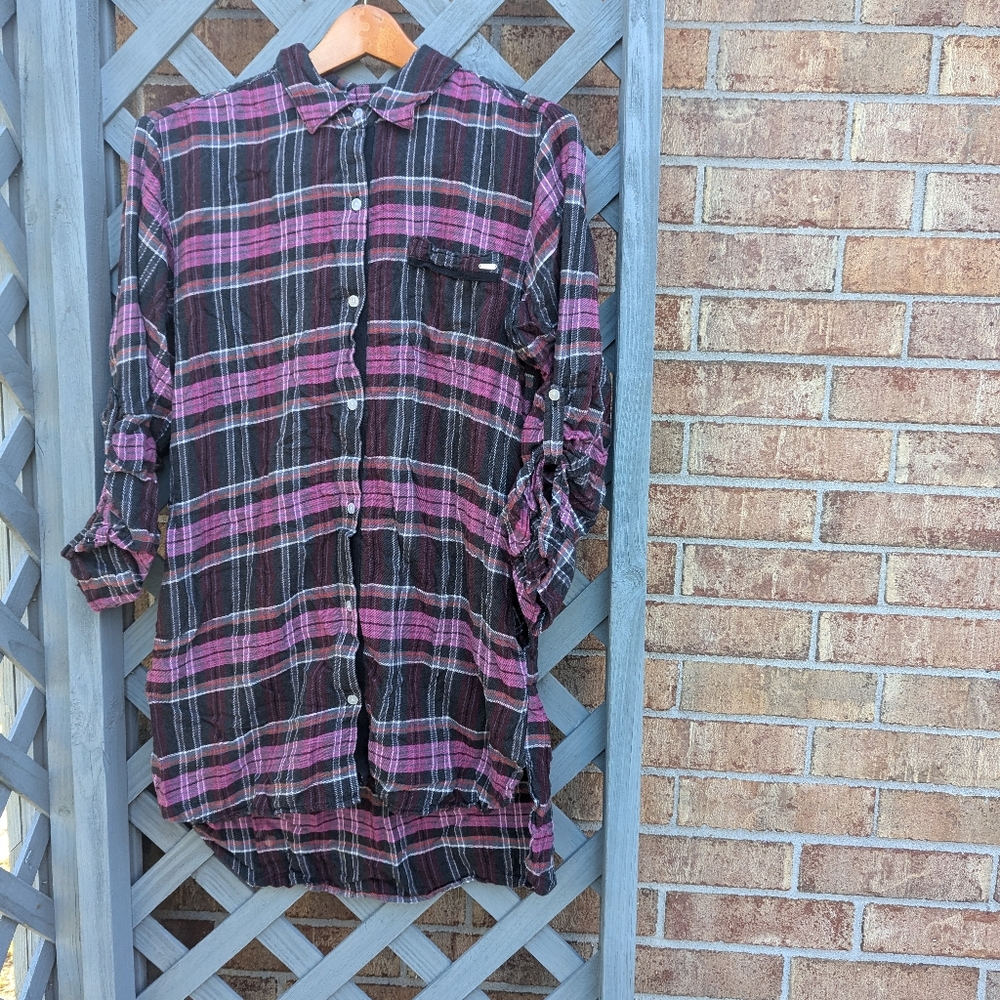 DKNY Purple plaid hi low top